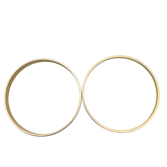 Vintage Monet Gold-Tone & White Enameled Bangle Bracelets - Picture 9 of 11